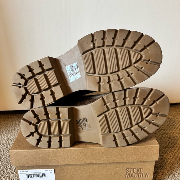 Steve Madden Faux Suede Camel Tan Tall Ankle Chelsea Lug Sole Winter Boots - Picture 6 of 10